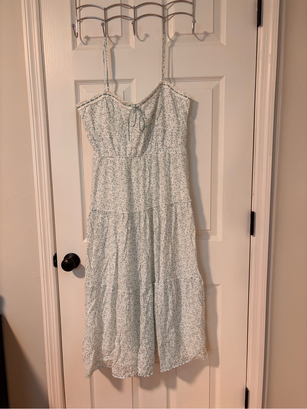 Trixxi Pale Blue Floral Midi Dress with Spaghetti Straps